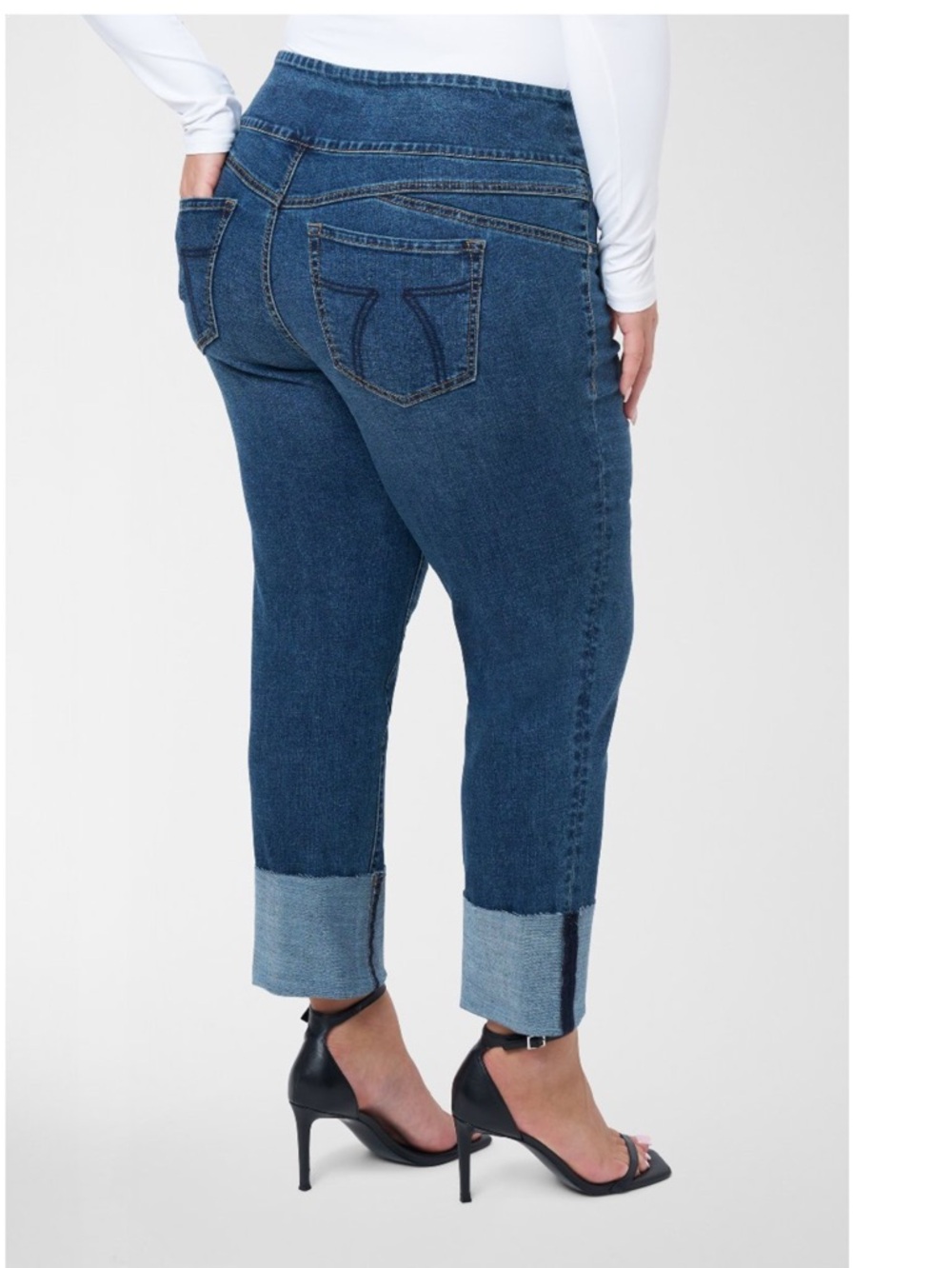 Women's Seven 7 Tummy Toner Cuff High Rise-Slim Straight Jeans Size 14 - Picture 4 of 12